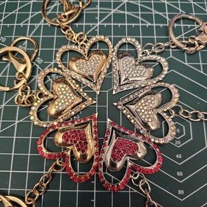 Heart-Shaped Rhinestone Keychain Or Bag Charm